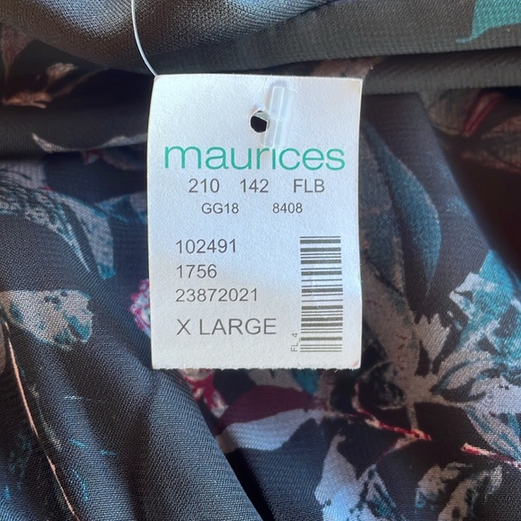 Maurices NWT Midi black floral lined dress. Size XL. Cranberry and gray/green - Picture 10 of 11